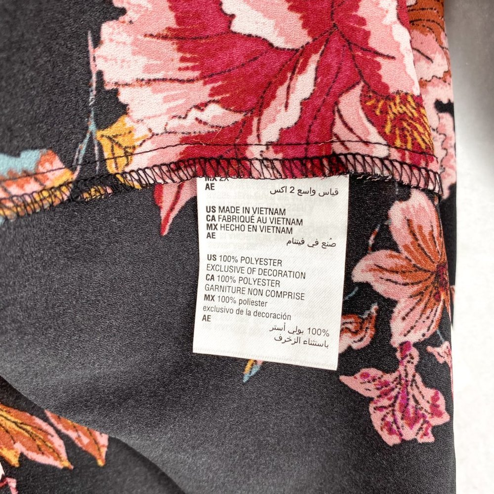 Style & Co Womens Blouse Top Plus Size Black Floral Long Sleeve Crochet Paisley - Picture 5 of 7